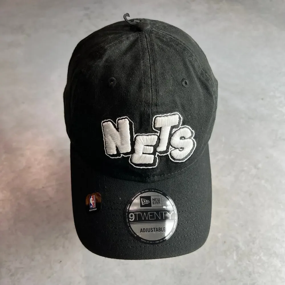 Brooklyn NETS New Era 9Twenty Black Adjustable Strapback Cap Hat City Edition